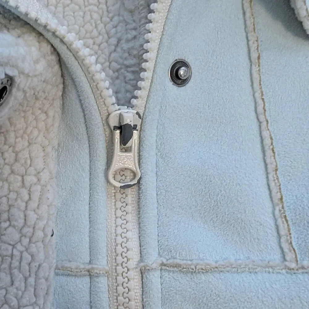 OshKosh B'gosh Coat Kids 5-6 Light Blue Hooded Sherpa Lined Full Zip Warm Winter